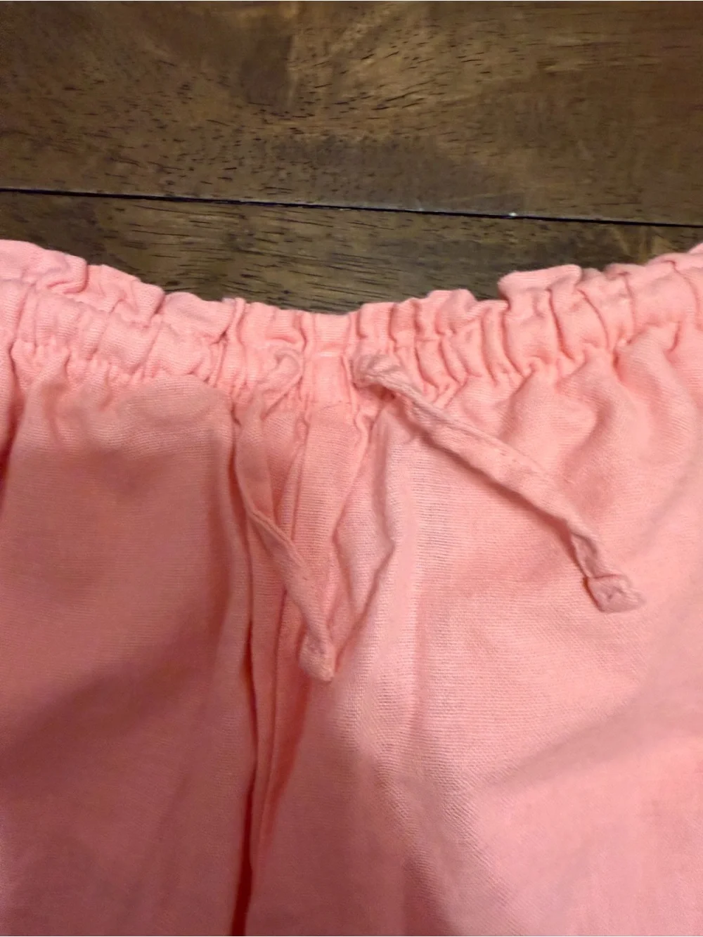 Little girls Pink Scallop Hem Drawstring Shorts